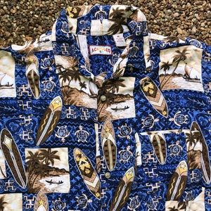 Hawaiian shirt Aloha Tropical surf turtle print vintage button down XL unisex